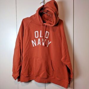 Old Navy Orange Fleece Hoodie Women's Size XL Center Logo Hood